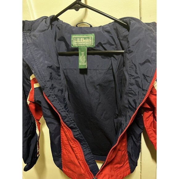 Vintage LL Bean Kids Lightweight Jacket Size Small 8 Fill Zip Red Blue - Picture 6 of 9